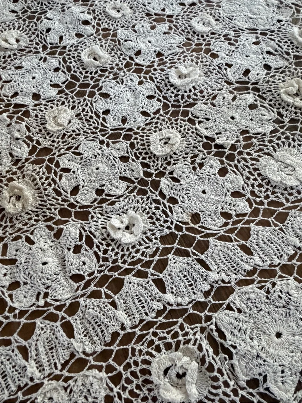 Handmade Cream Crochet Tablecloth - Elegant Lace Dining Linen